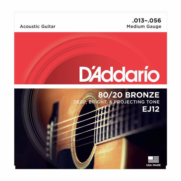 D`Addario Bronze Strings EJ12, 80 /20, Akustisk Gitar
