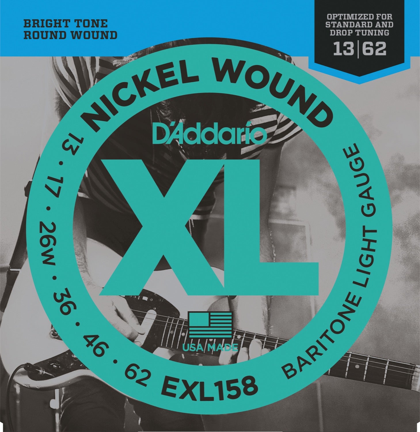 D`Addario XL Nickel Wound XL Baritone Light	EXL158, 13 / 62, Baritone (Elektisk)
