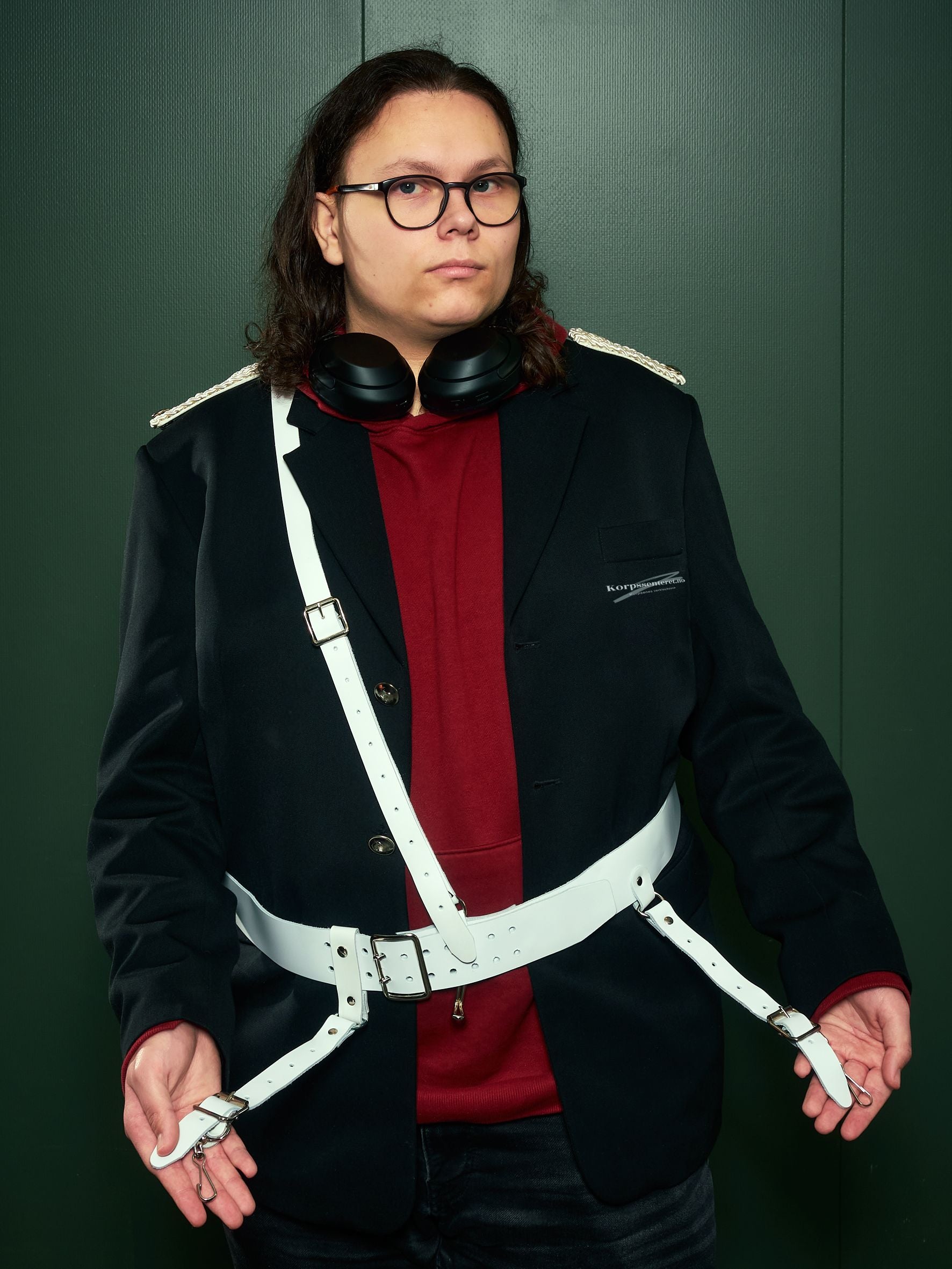 Skarptrommebandolær 65cm, skinn